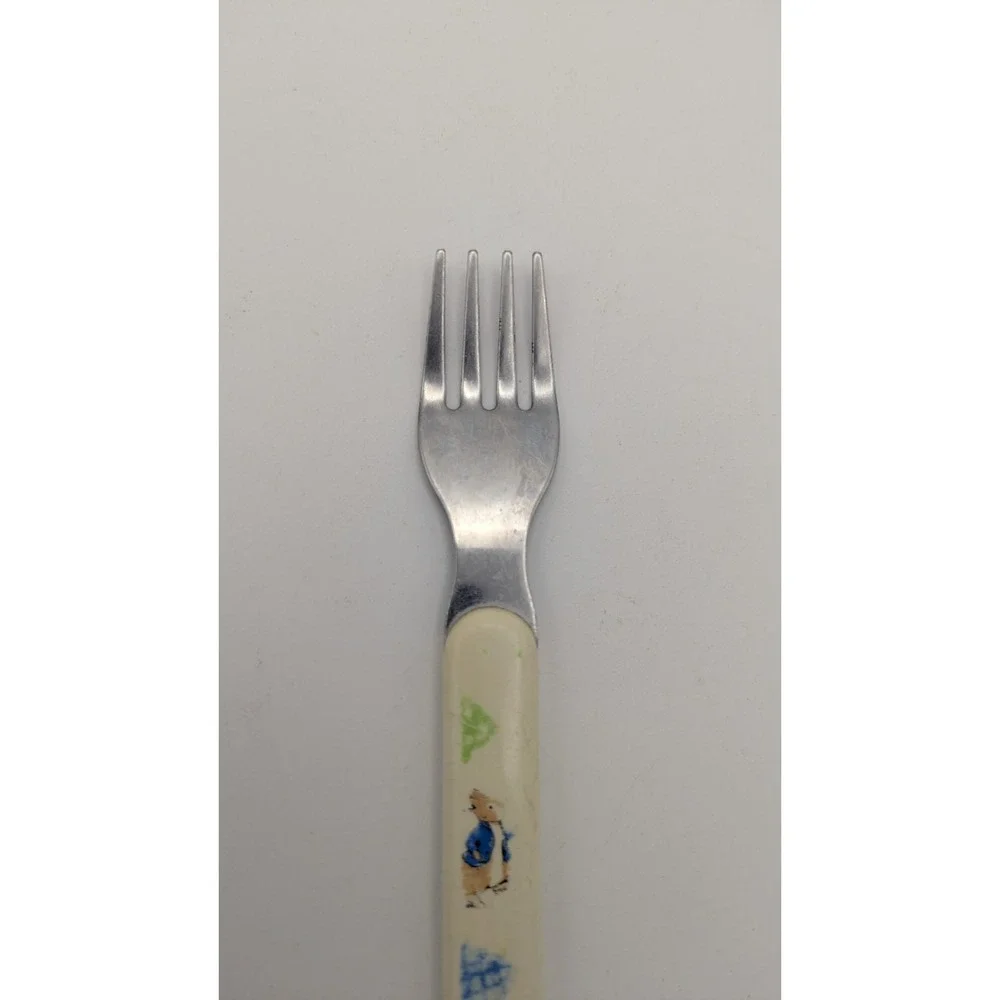 Vintage Peter‎ Rabbit Beatrix Potter Child Toddler Fork Stainless Steel Cream